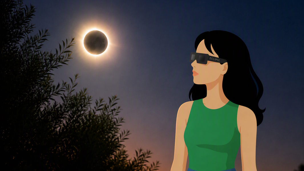 Evi Zonsverduistering Eclipse Bril Kijkt Naar Verduistering