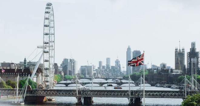 Britse vlag en London Eye